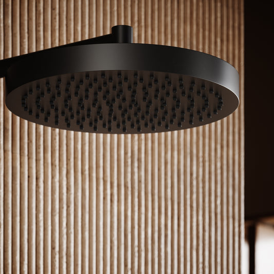 AcquaVita Matte Black Push Button Rainfall Shower