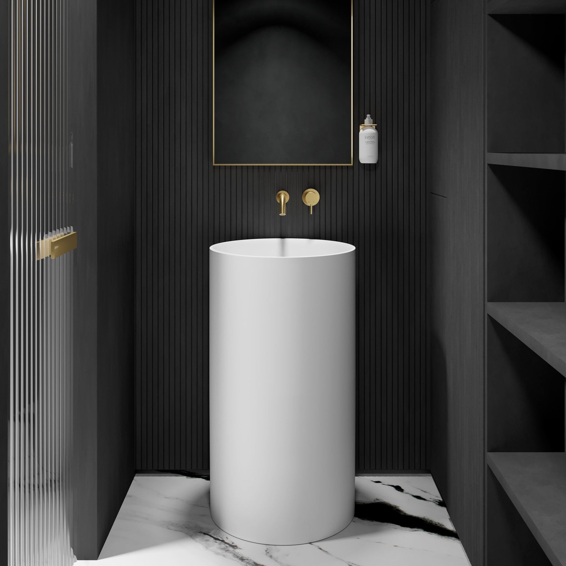 Alessa Cylinder Freestanding Stone Basin 495mm
