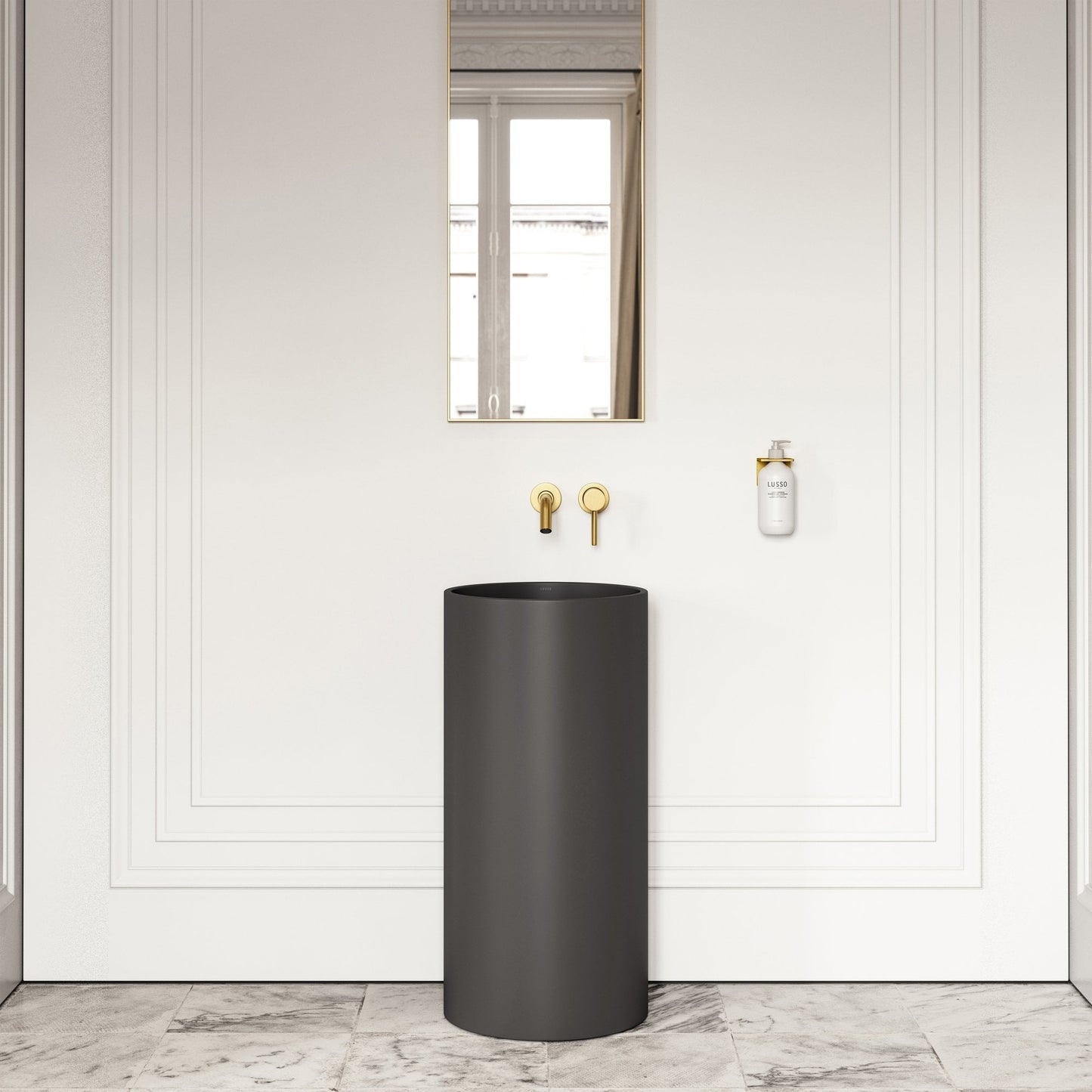 Alina Charcoal Cylinder Freestanding Stone Basin 400mm