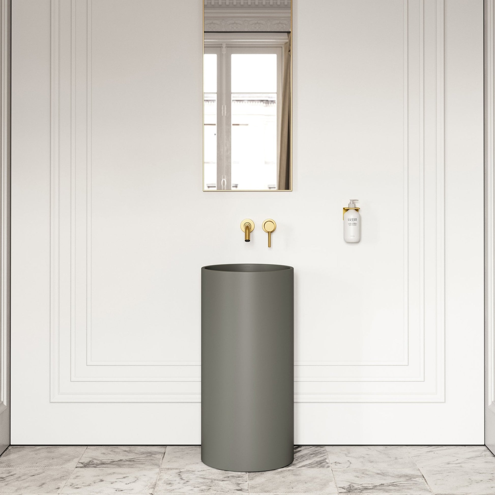 Alina Clay Cylinder Freestanding Stone Basin 400mm