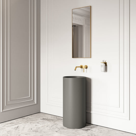 Alina Clay Cylinder Freestanding Stone Basin 400mm