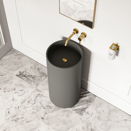 Alina Clay Cylinder Freestanding Stone Basin 400mm