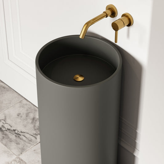 Alina Clay Cylinder Freestanding Stone Basin 400mm