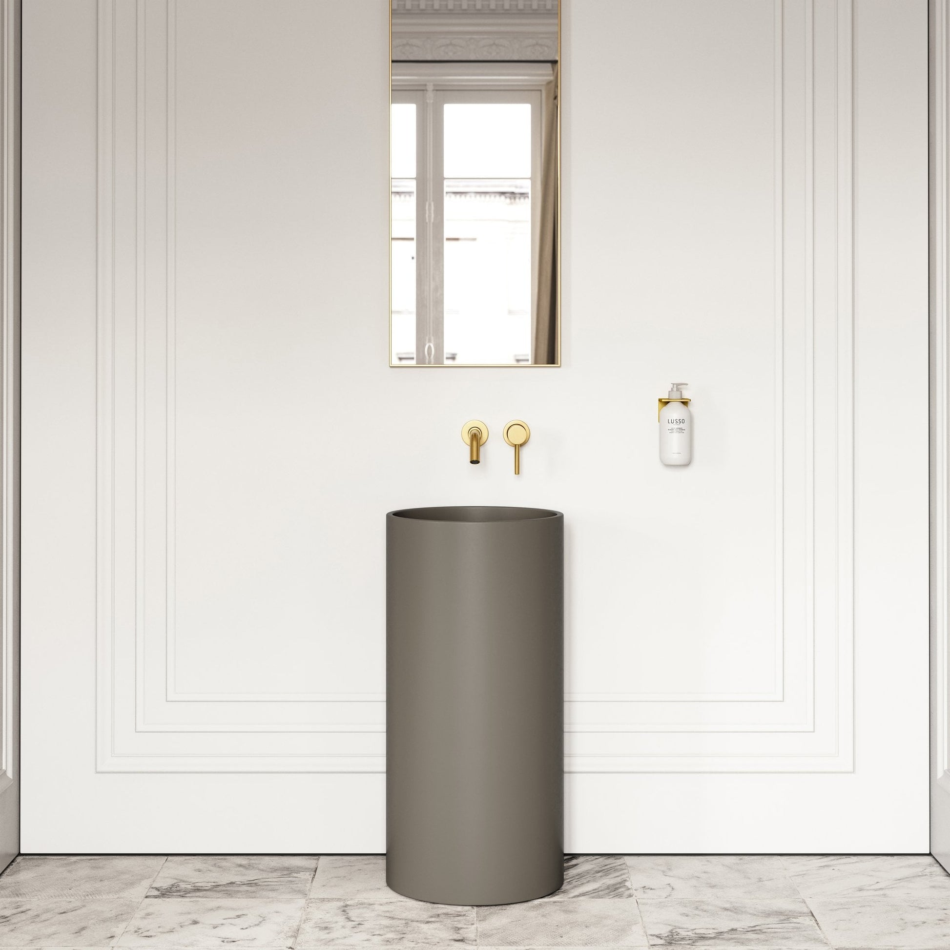 Alina Earth Cylinder Freestanding Stone Basin 400mm