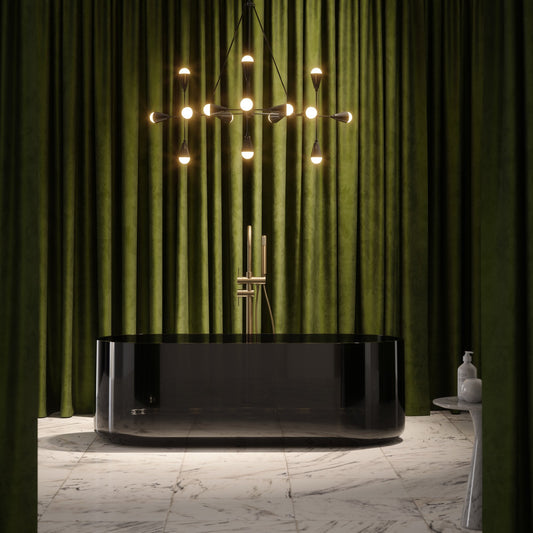 Amore Smoked Black Resin Freestanding Bath 1700mm