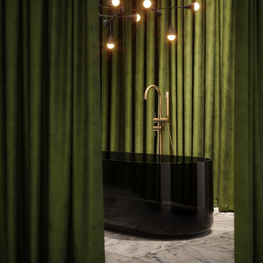 Amore Smoked Black Resin Freestanding Bath 1700mm