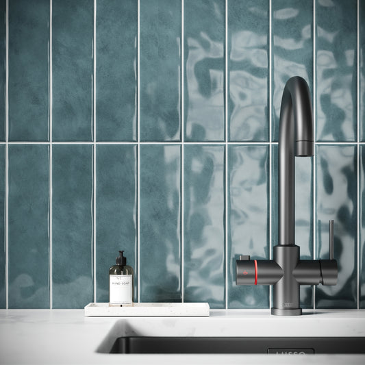 Antique Metro Serene Teal Glazed Porcelain Wall Tile