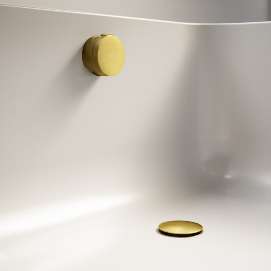 Aquaflow Brushed Gold Overflow Bath Filler Tap & Waste