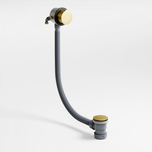 Aquaflow Brushed Gold Overflow Bath Filler Tap & Waste