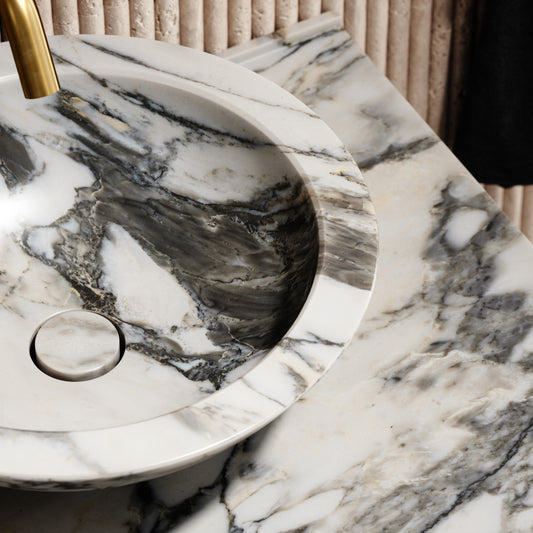 Arabescato Marble Countertop Basin Shelf 660mm