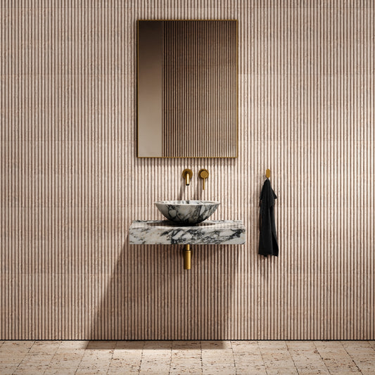 Arabescato Marble Countertop Basin Shelf 660mm