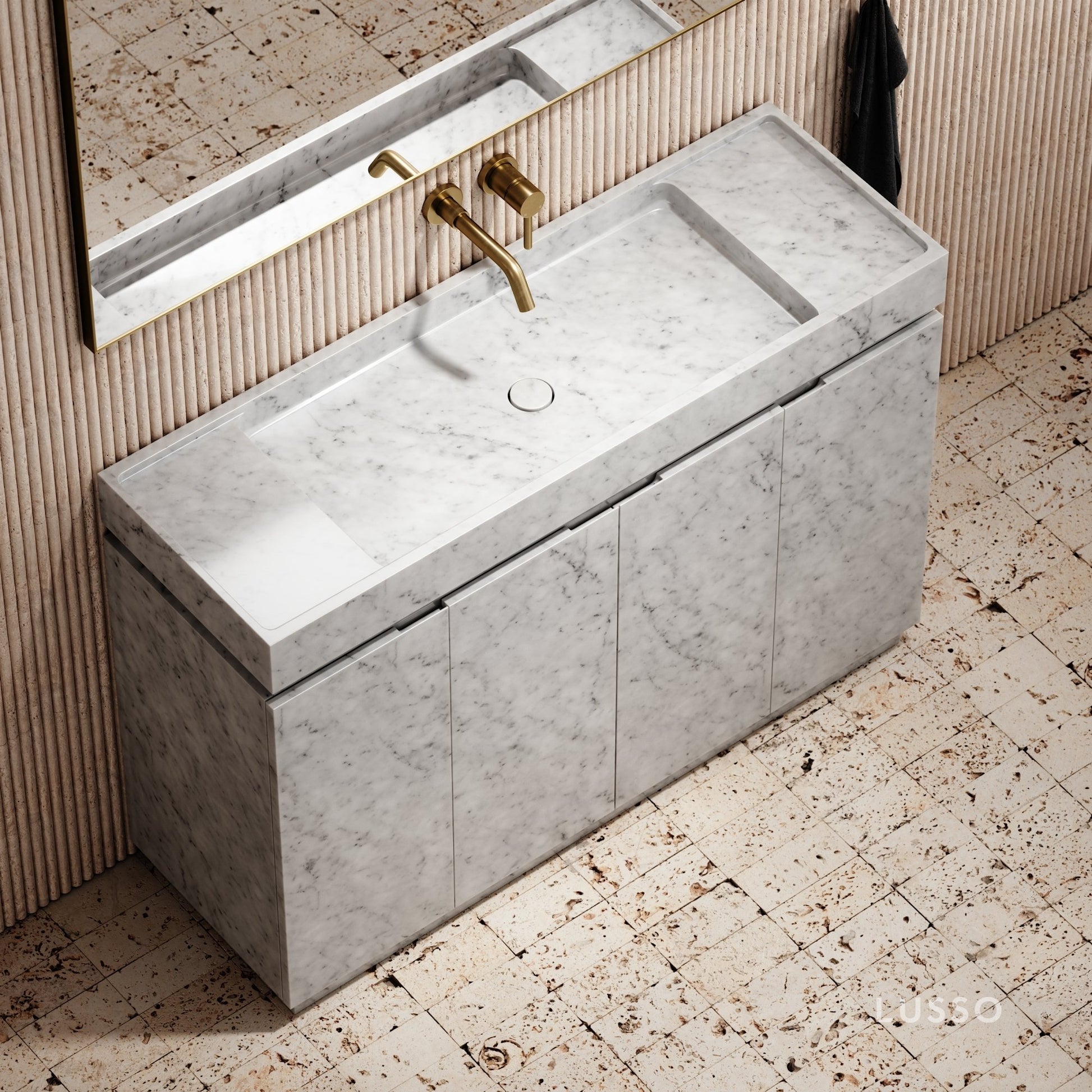 Artista Carrara Marble Bathroom Vanity Unit 1200mm