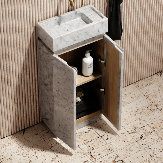 Artista Carrara Marble Bathroom Vanity Unit 400mm
