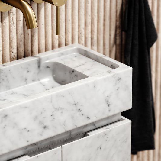 Artista Carrara Marble Bathroom Vanity Unit 400mm
