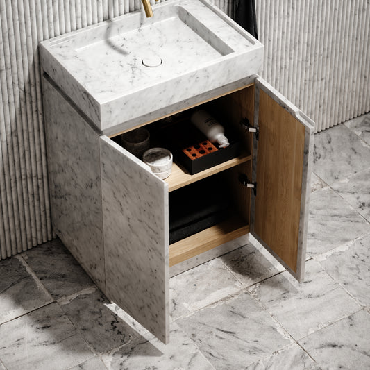 Artista Carrara Marble Bathroom Vanity Unit 600mm