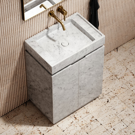 Artista Carrara Marble Bathroom Vanity Unit 600mm