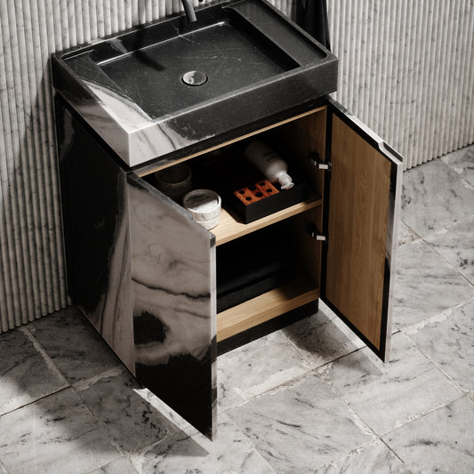 Artista Panda Marble Bathroom Vanity Unit 600mm