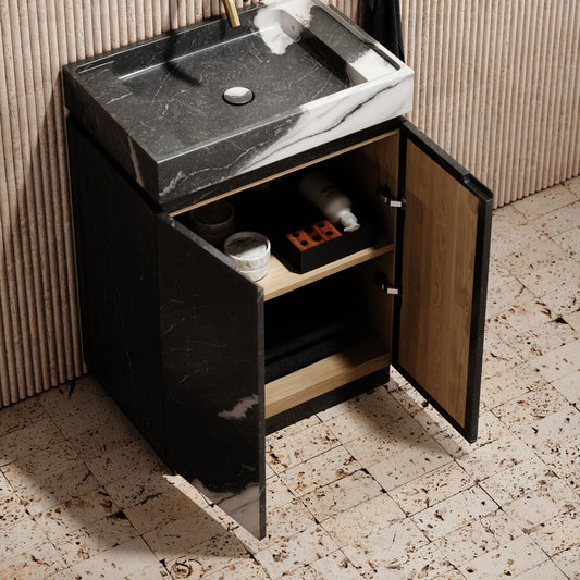 Artista Panda Marble Bathroom Vanity Unit 600mm