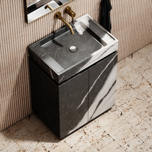 Artista Panda Marble Bathroom Vanity Unit 600mm