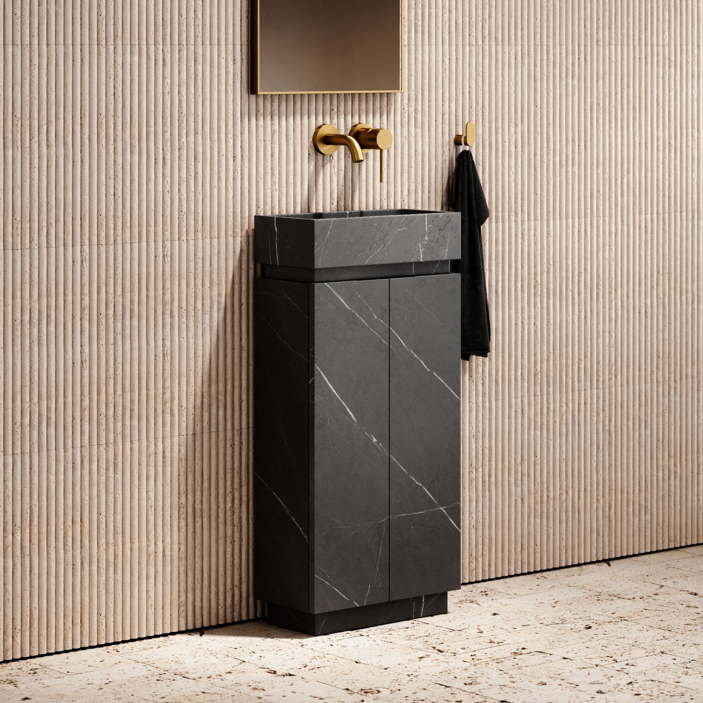 Artista Pietra Grey Marble Bathroom Vanity Unit 400mm