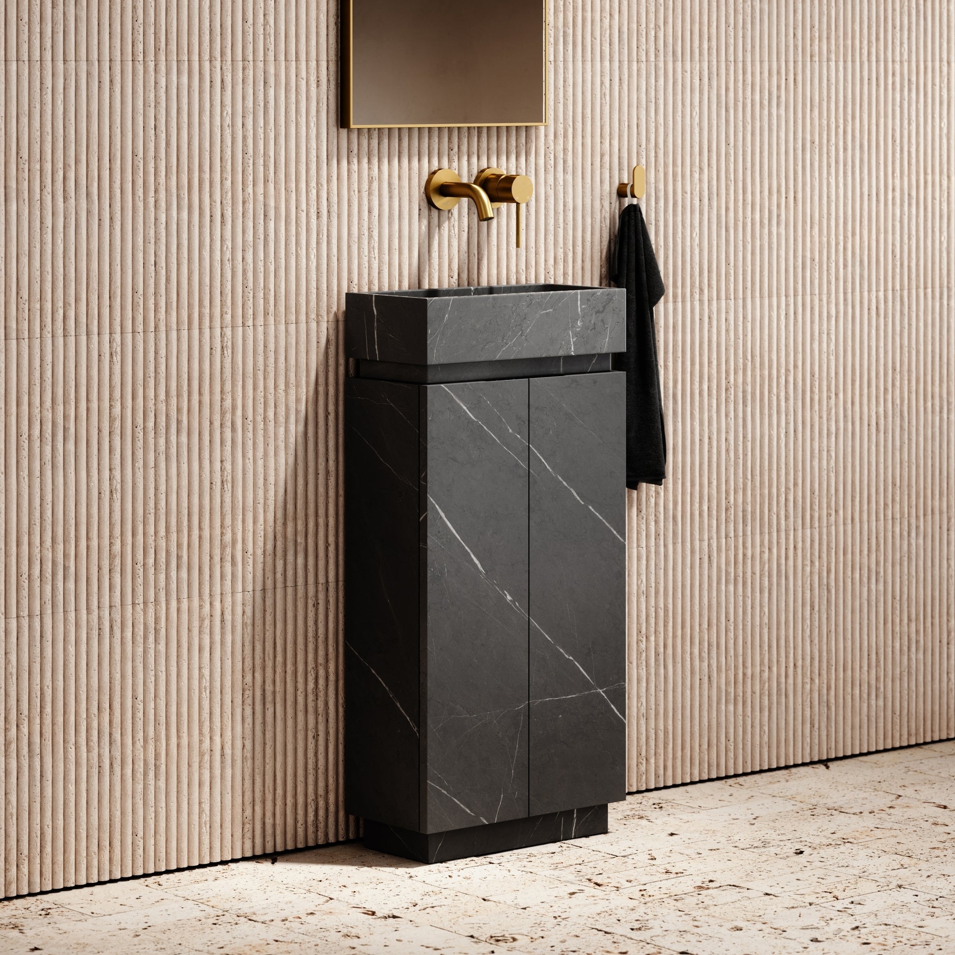 Artista Pietra Grey Marble Bathroom Vanity Unit 400mm