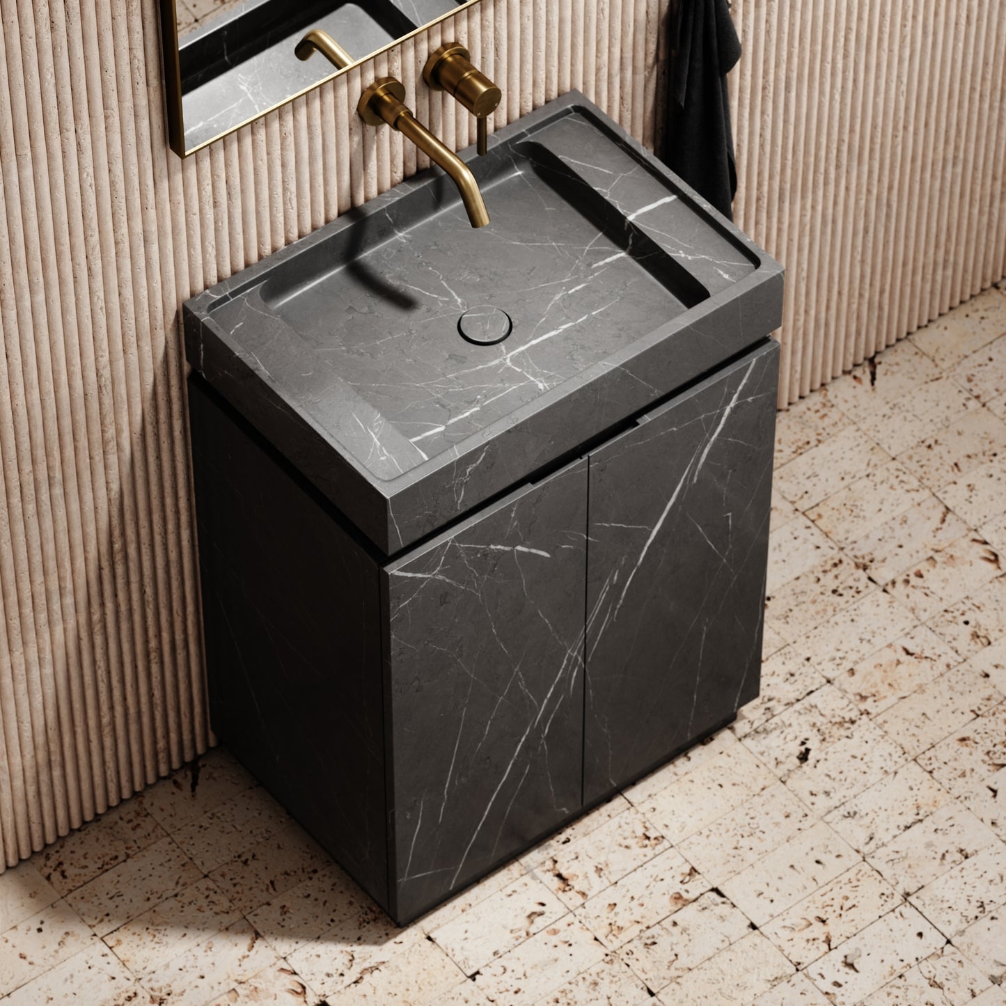 Artista Pietra Grey Marble Bathroom Vanity Unit 600mm