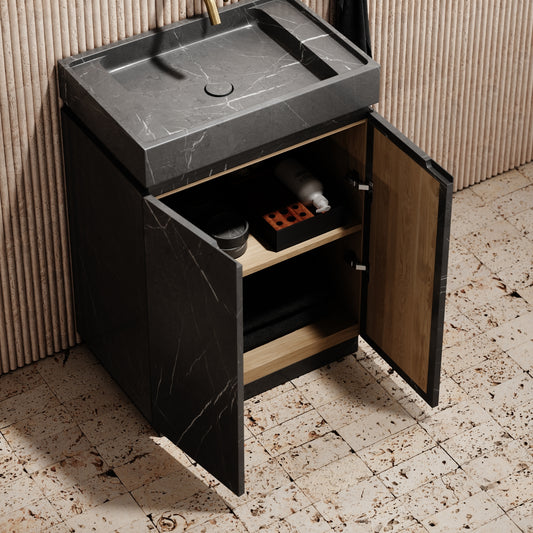 Artista Pietra Grey Marble Bathroom Vanity Unit 600mm