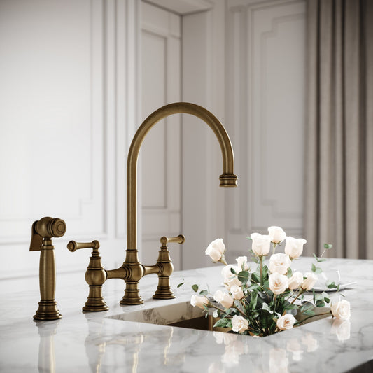 Asbury 4-hole Traditional Kitchen Tap Aged Bronze