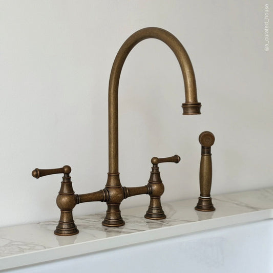 Asbury 4-hole Traditional Kitchen Tap Aged Bronze