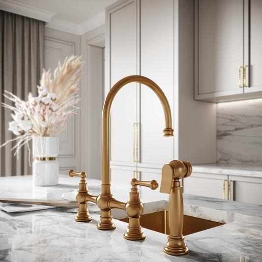 Asbury 4-hole Traditional Kitchen Tap Brushed Gold
