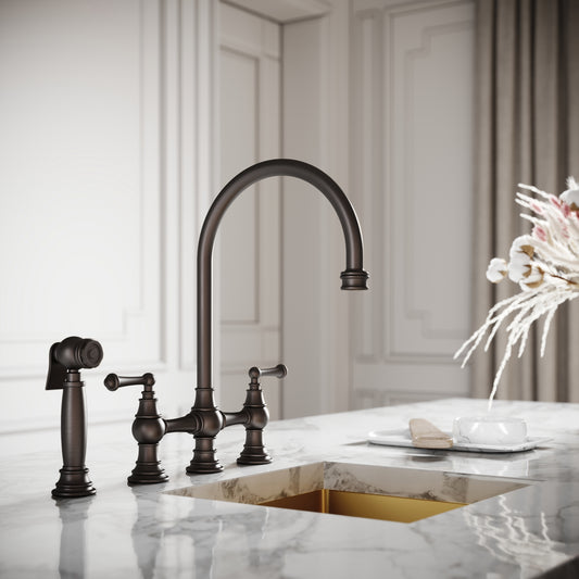 Asbury 4-Hole Traditional Kitchen Tap Deep Bronze