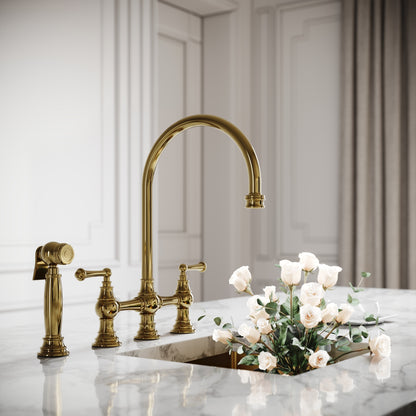 Asbury 4-Hole Traditional Kitchen Tap Polished Brass