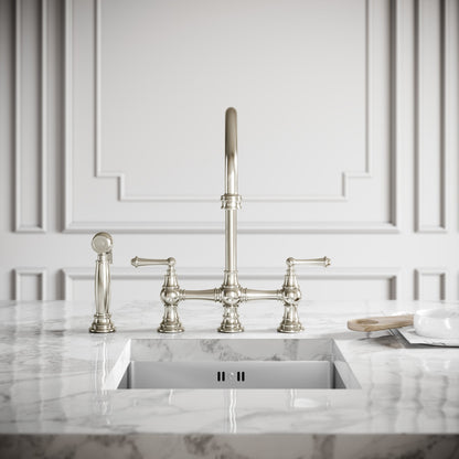 Asbury 4-hole Traditional Kitchen Tap Polished Nickel