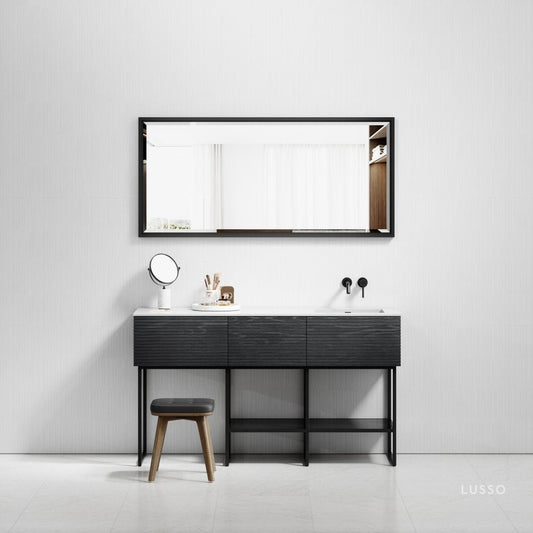 Audemar Black Vanity Unit with Stone Basin 1600mm