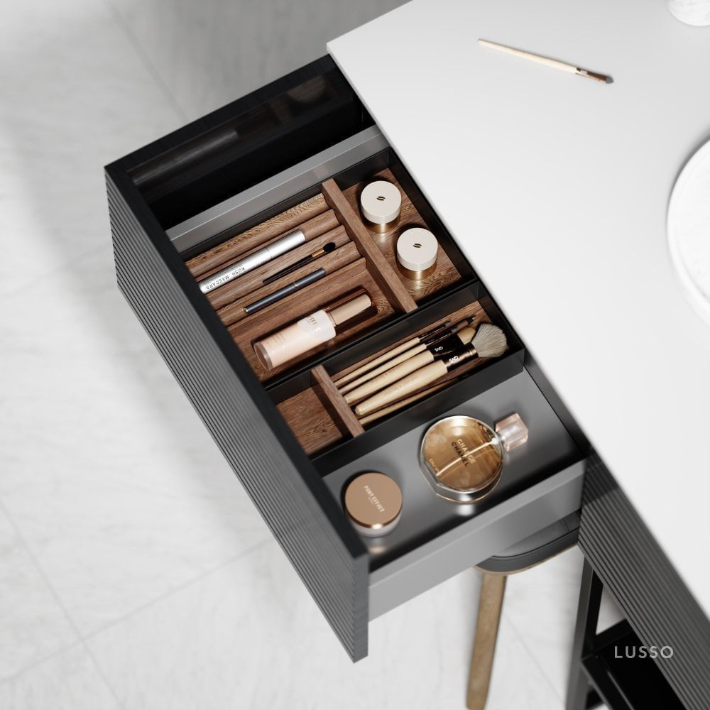 Audemar Black Vanity Unit with Stone Basin 1600mm