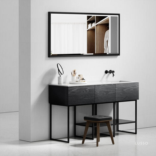 Audemar Black Vanity Unit with Stone Basin 1600mm