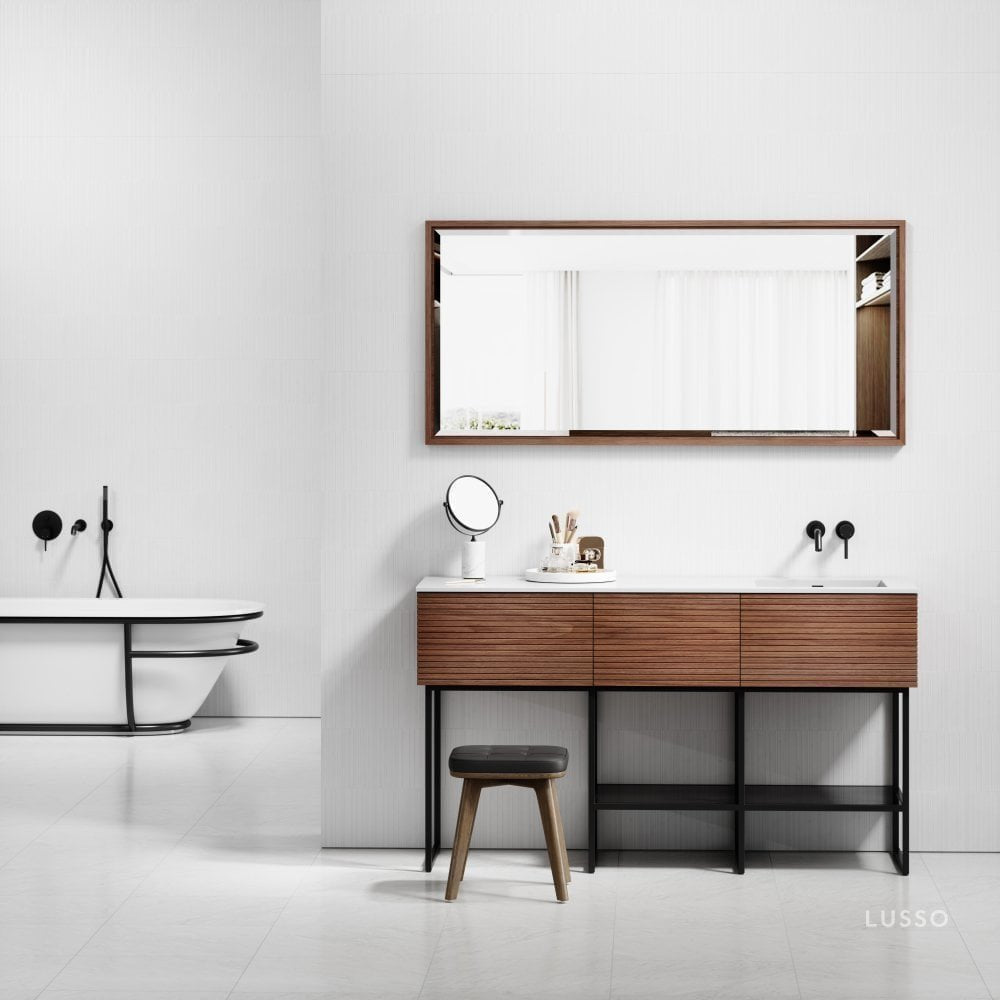 Audemar Walnut Vanity Unit with Stone Basin 1600mm