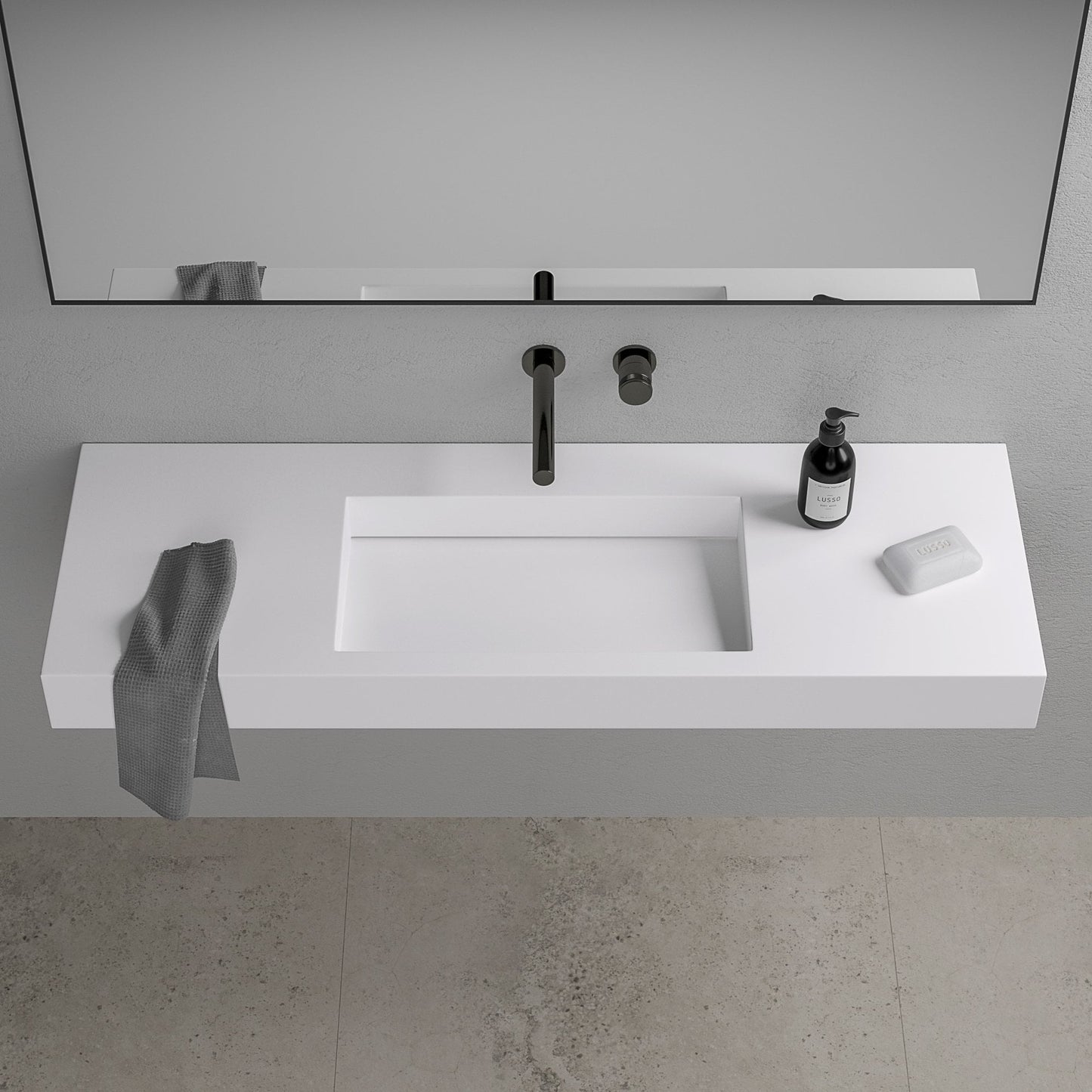 Aura Wall Hung Stone Basin 1200mm