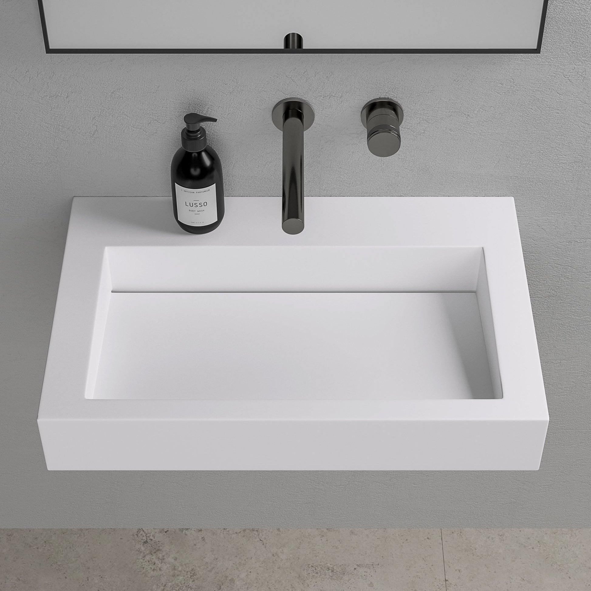 Aura Wall Hung Stone Basin 600mm