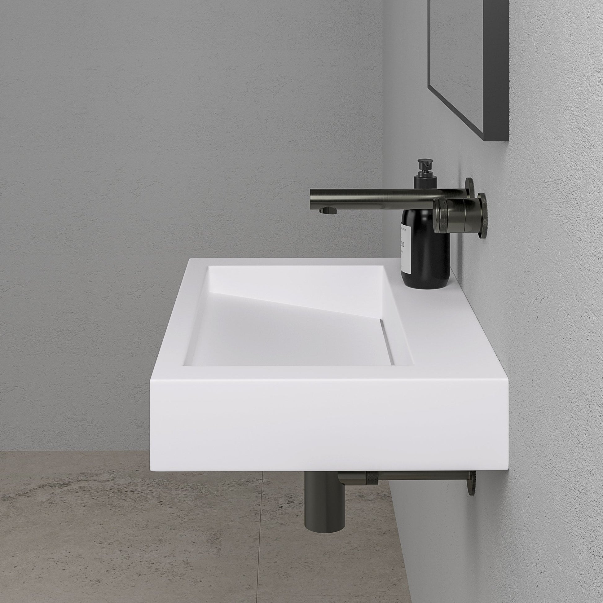 Aura Wall Hung Stone Basin 600mm