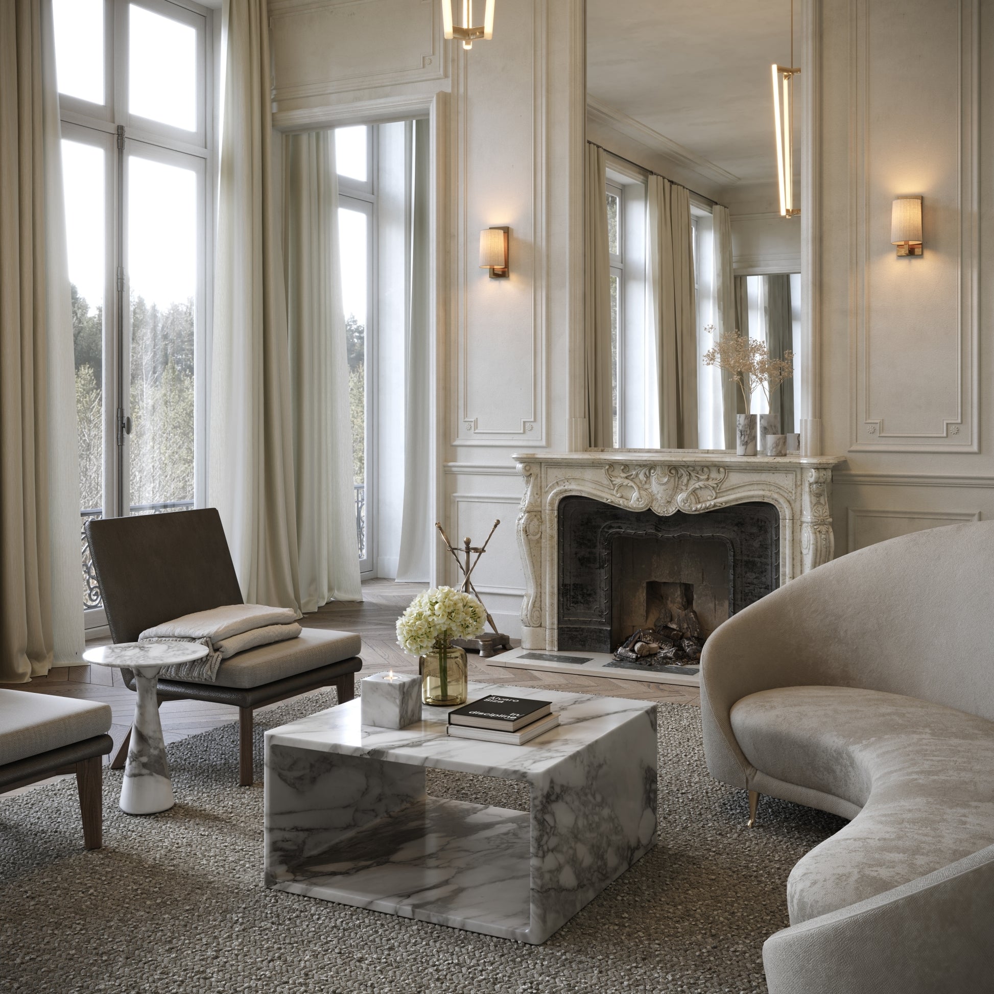 Azzurra Arabescato Marble Coffee Table 800mm