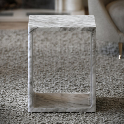 Azzurra Carrara Marble Side Table 400mm