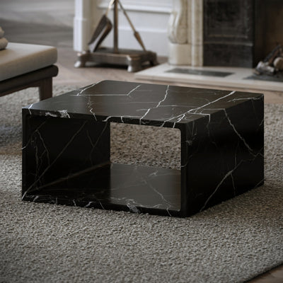 Azzurra Nero Marquina Marble Coffee Table 800mm