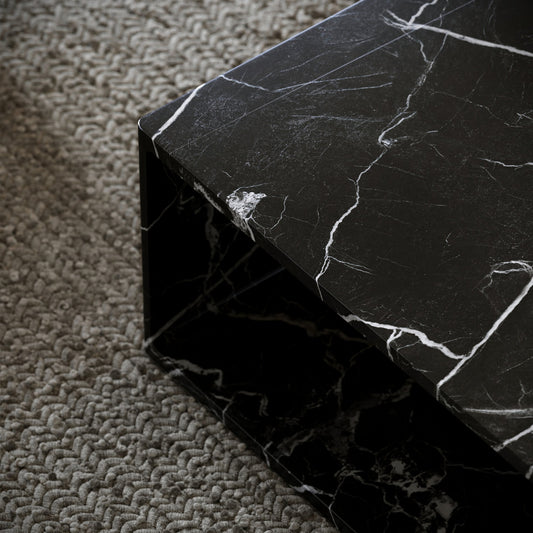 Azzurra Nero Marquina Marble Coffee Table 800mm