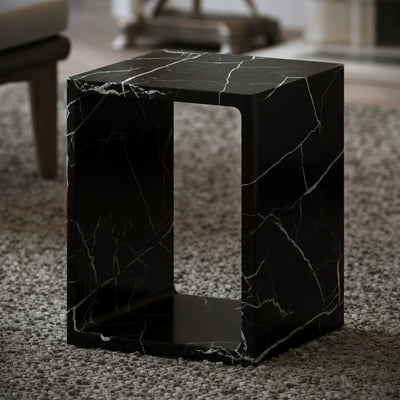 Azzurra Nero Marquina Marble Side Table 400mm