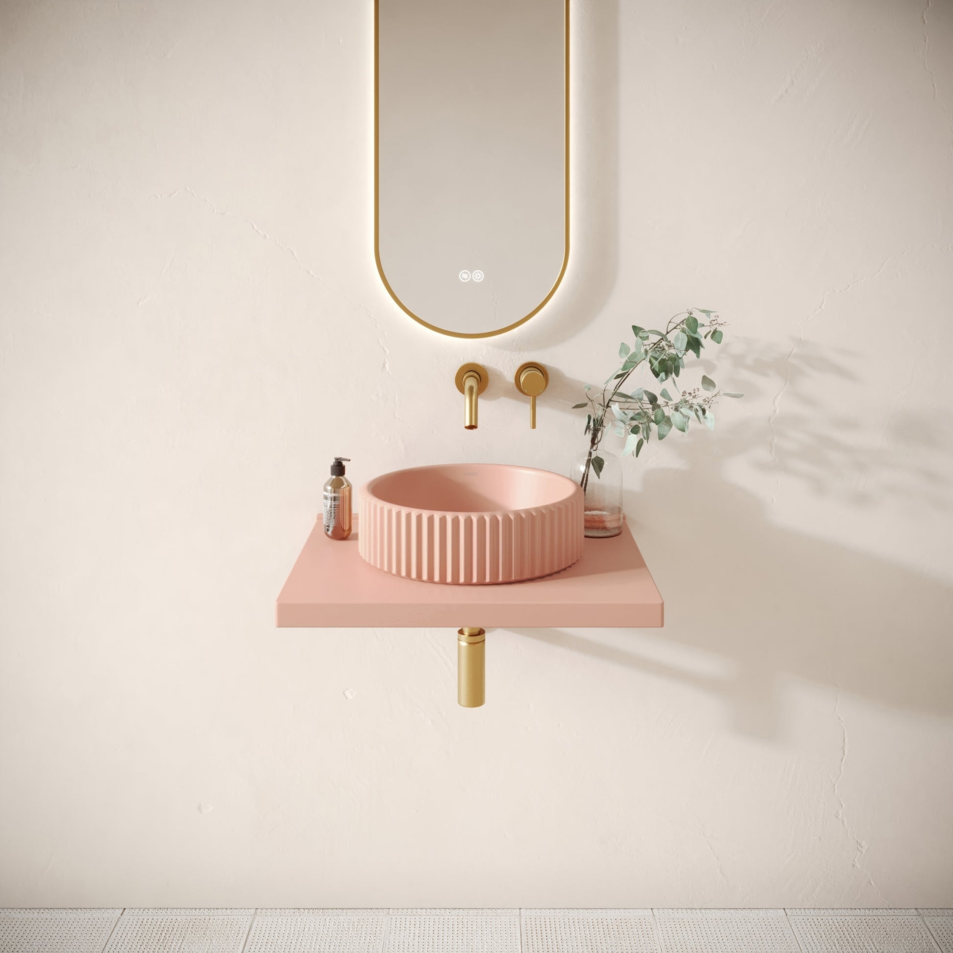 Bancone Blush Concrete Wall Mounted Countertop Shelf 600mm
