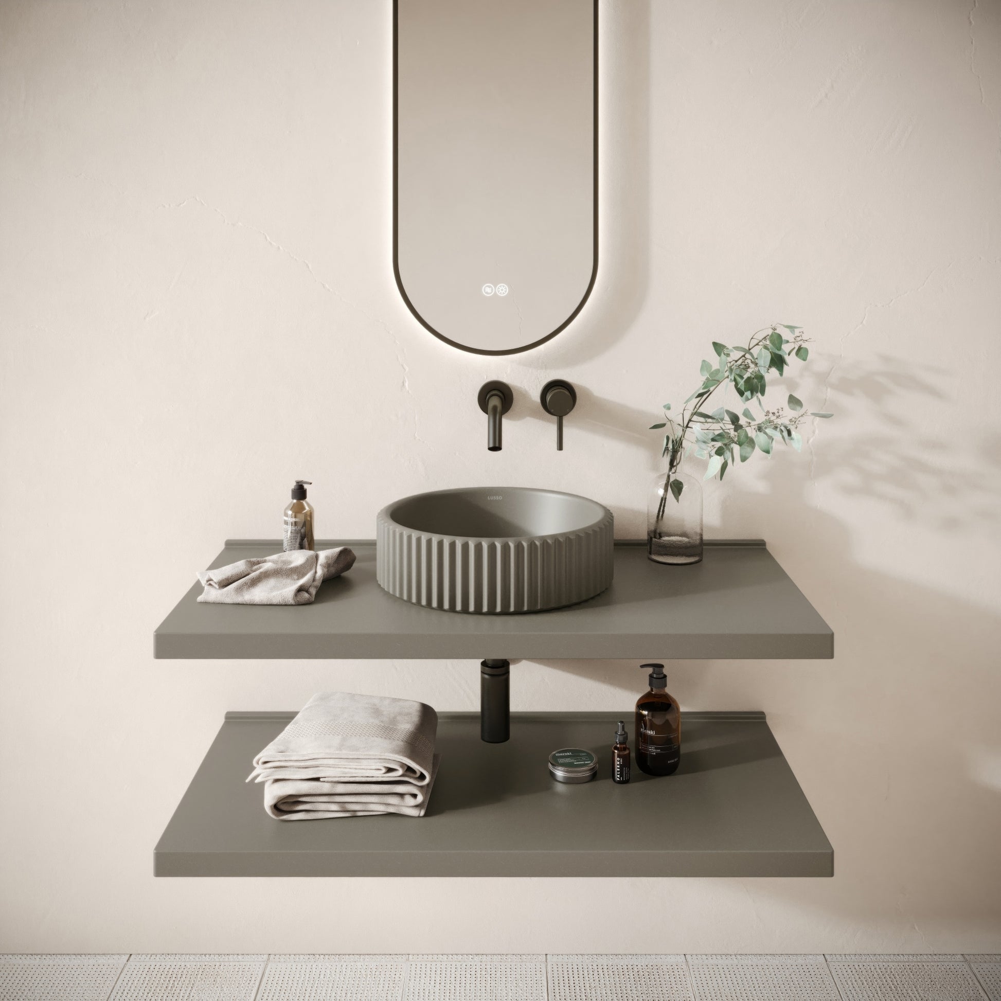 Bancone Oyster Concrete Wall Mounted Countertop Shelf 1000mm
