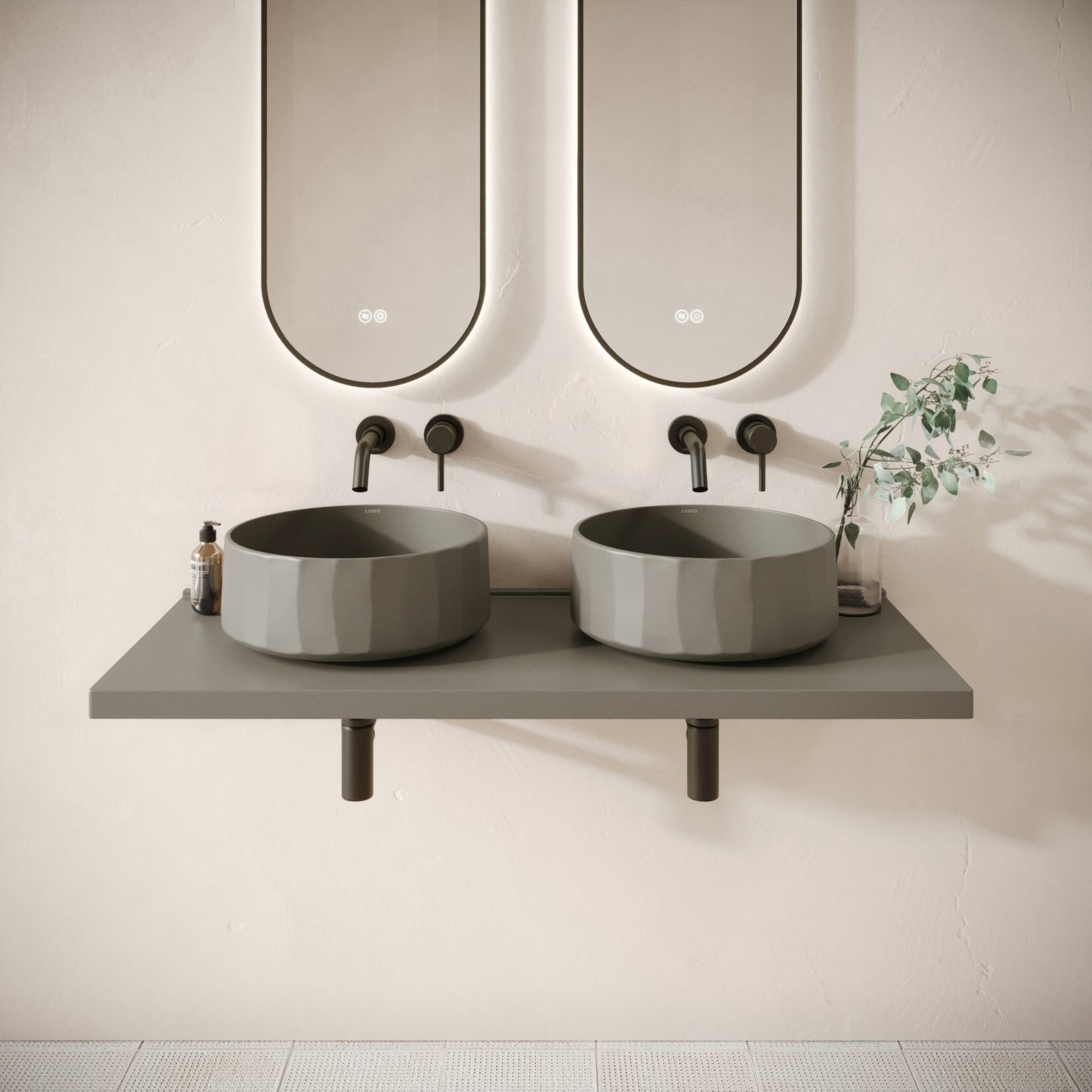 Bancone Oyster Concrete Wall Mounted Countertop Shelf 1200mm