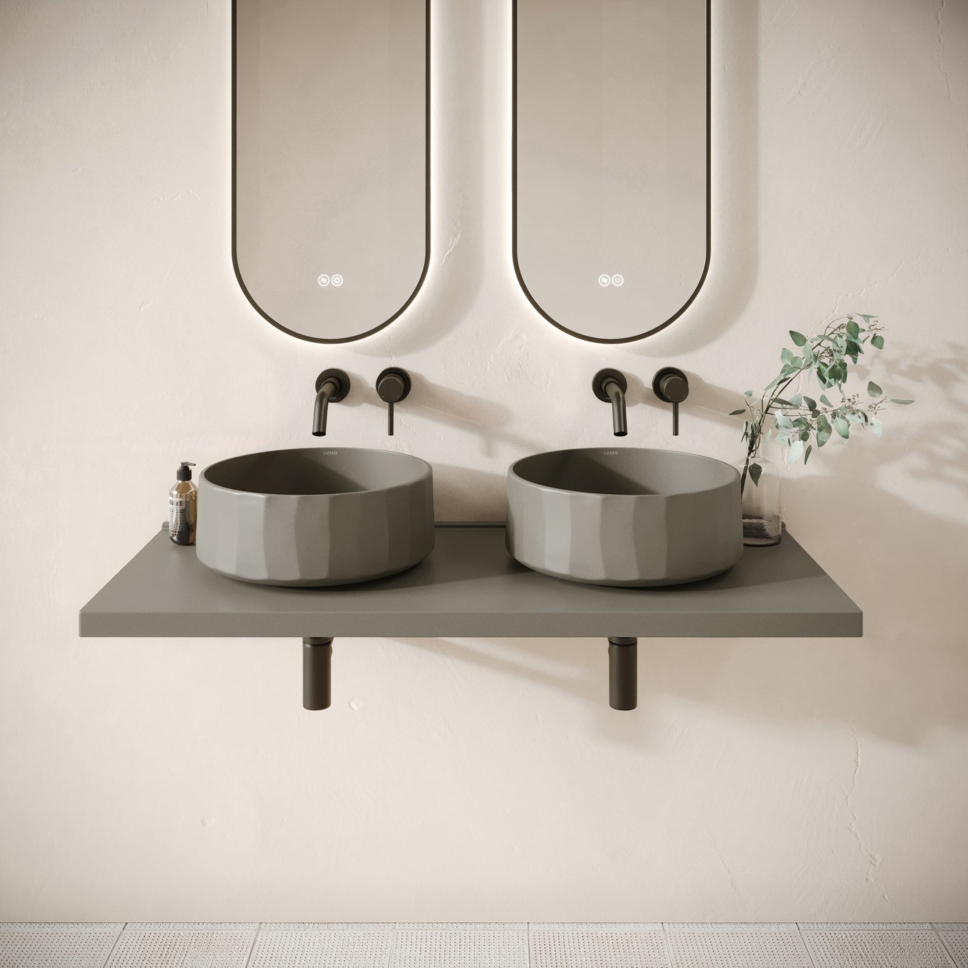 Bancone Oyster Concrete Wall Mounted Countertop Shelf 1200mm