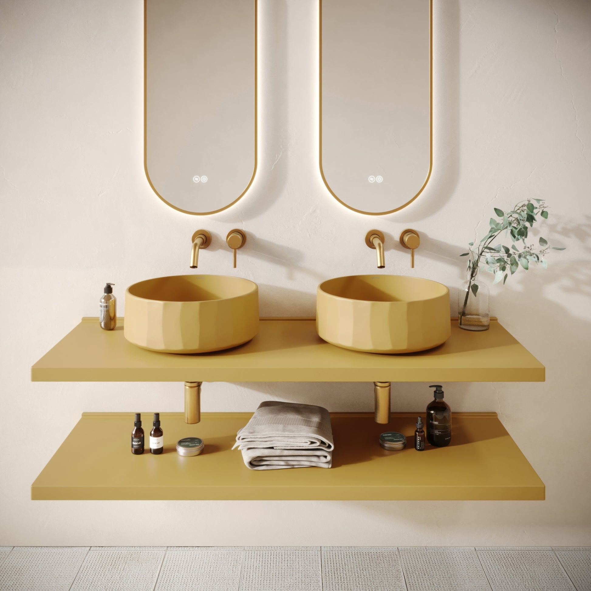 Bancone Saffron Concrete Wall Mounted Countertop Shelf 1400mm